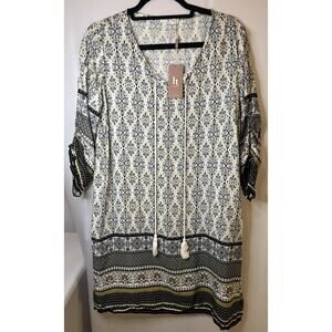 Boho Style Women’s Dress Peasant Pullover Size Medium Mid Length Sleeve
